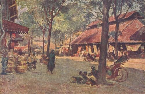 Cochinchine - Le marché à Saigon <br> 11 Fréquenez peintre et illustrateur <br> Planté collection Le dragon © Cartacaro 4083 #5079