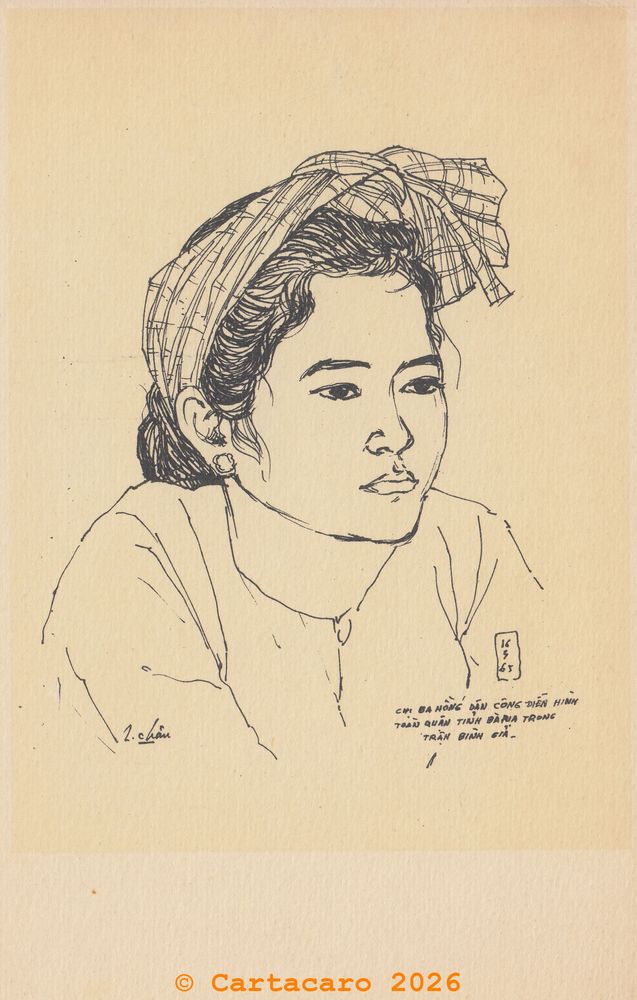 #6459 - Elle assure le ravitaillement de l'armée populaire @1407 16/05/1965 Ba Hồng dirige le front opérationnel des troupes d'élite lors de la bataille de Binh Gia. Chị Ba Hồng dẫn Công diện Hình toán quân tinh ba trong trận Bình Giã. Long Chau