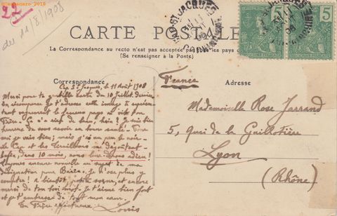 LMJ - 11 août 1908 - Cap st jacques - Baie des cocotiers - Mottet 865 - à Rose - @20023 #3268