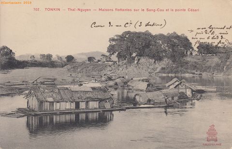 LMJ - 13 mars 1913 - Tonkin - Thai Nguen - Maisons flottantes sur le Sang Cau et la pointe Césari - Dieulefils rouge 702 - à Rose - @200040 #3386