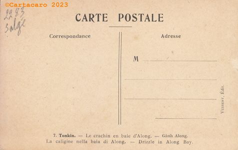 Tonkin - Along - illustration - Crachin en baie d'Along Dos Salgé numéro 7 #5312 ©Cartacaro 2283