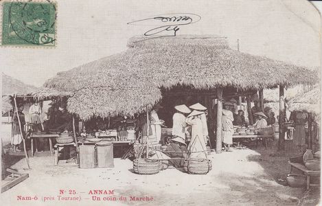 Annam - Tourane - Coin du marché - Thiriat série cartes gravure - numéro 25 - #4473 ©Cartacaro 2022-062-025