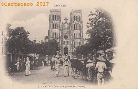 Tonkin - Hanoi - La cathédrale sortie de messe - Moreau 3 - @68 #1102