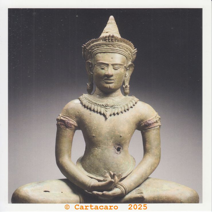 Bouddha paré en médiation Epoque ankorienne, province du Preah Vhear Bronze au plomb