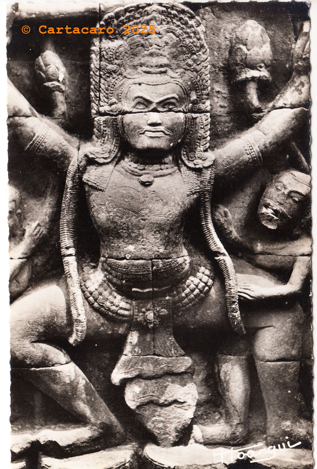 Cambodge Angkor Thom Terrasse des éléphants Bas relief de danse guerrière Hoa Qui 43- 453 @C0010 #5915