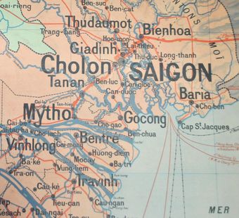 Cap st jacques - Extrait de carte murale Vidal Lablache - Cochinchine politique par Henri Russier