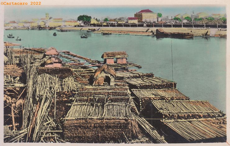 Nord Vietnam - Haïphong Dépôt de bambous sur le canal Bonnal PC Paris 338 @M2004 #5618