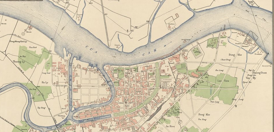 Plan de la ville de Haiphong en 1929 Extraits les canaux Haly et Bonnal Monot géomètre Service géographique de l'Indochine Bnf Wikimédia échelle 1 : 10 000 #5752