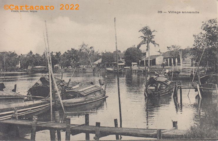Cochinchine - Un village annamite Au bord d'un arroyo Planté 39 - @4108 #4887