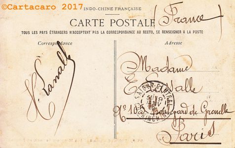 Tonkin - Hanoi - Les mangeurs de poux en famille - Poujade noir 35P dos divisé après 1904 -#1110