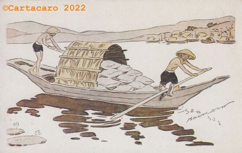 6 - Riz d'Indochine - Sampan chargé de riz - Bourdin @5010 #4963