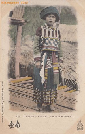 Tonkin - Laokay - Jeune fille Man Coo - Dieulefils 579 Rouge @2209 #4840