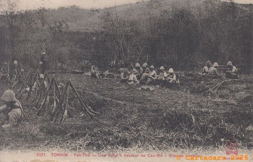 #1767 @417 - PM à Alice -Tonkin Yen The - <br> Halte à la hauteur de Cau Ré (groupe Lecanu) <br> - Dieulefils rouge 3327 - L